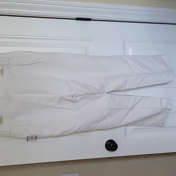 Kasper Linen Flat Front Straight Leg Side Slit Elastic Back Pants - Picture 7 of 10